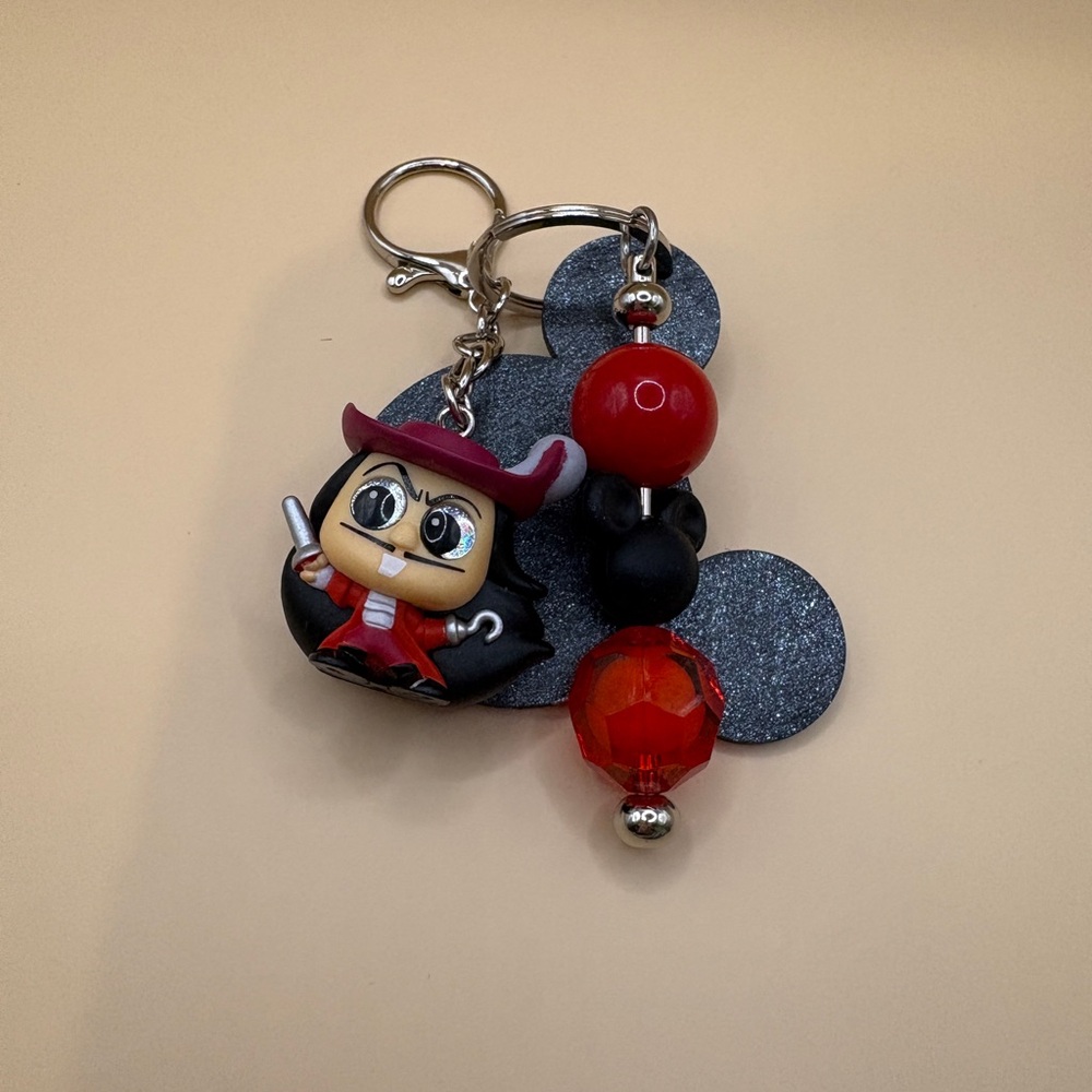 Captain Hook Bag Charm Keychain with Beads